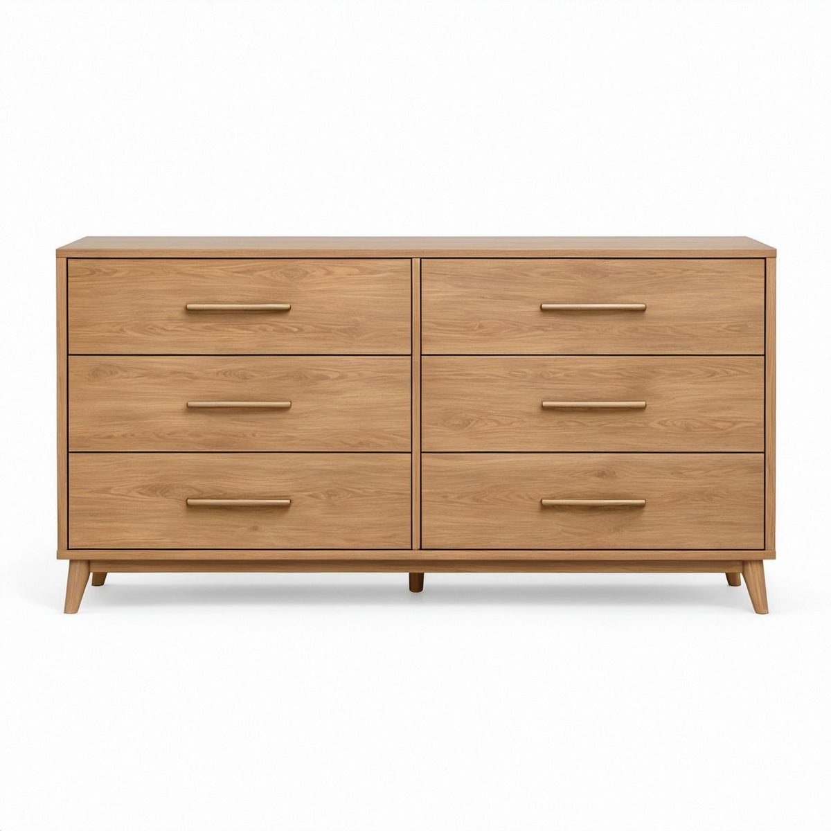 Komoda z 6 szufladami w kolorze naturalnego dębu, 160 x 45 x 85 cm