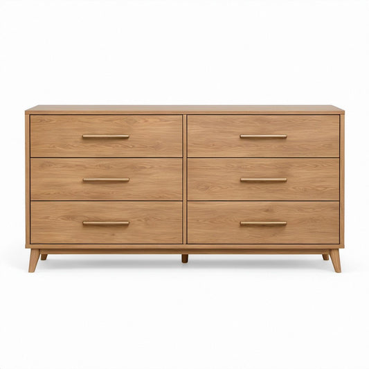 Komoda z 6 szufladami w kolorze naturalnego dębu, 160 x 45 x 85 cm